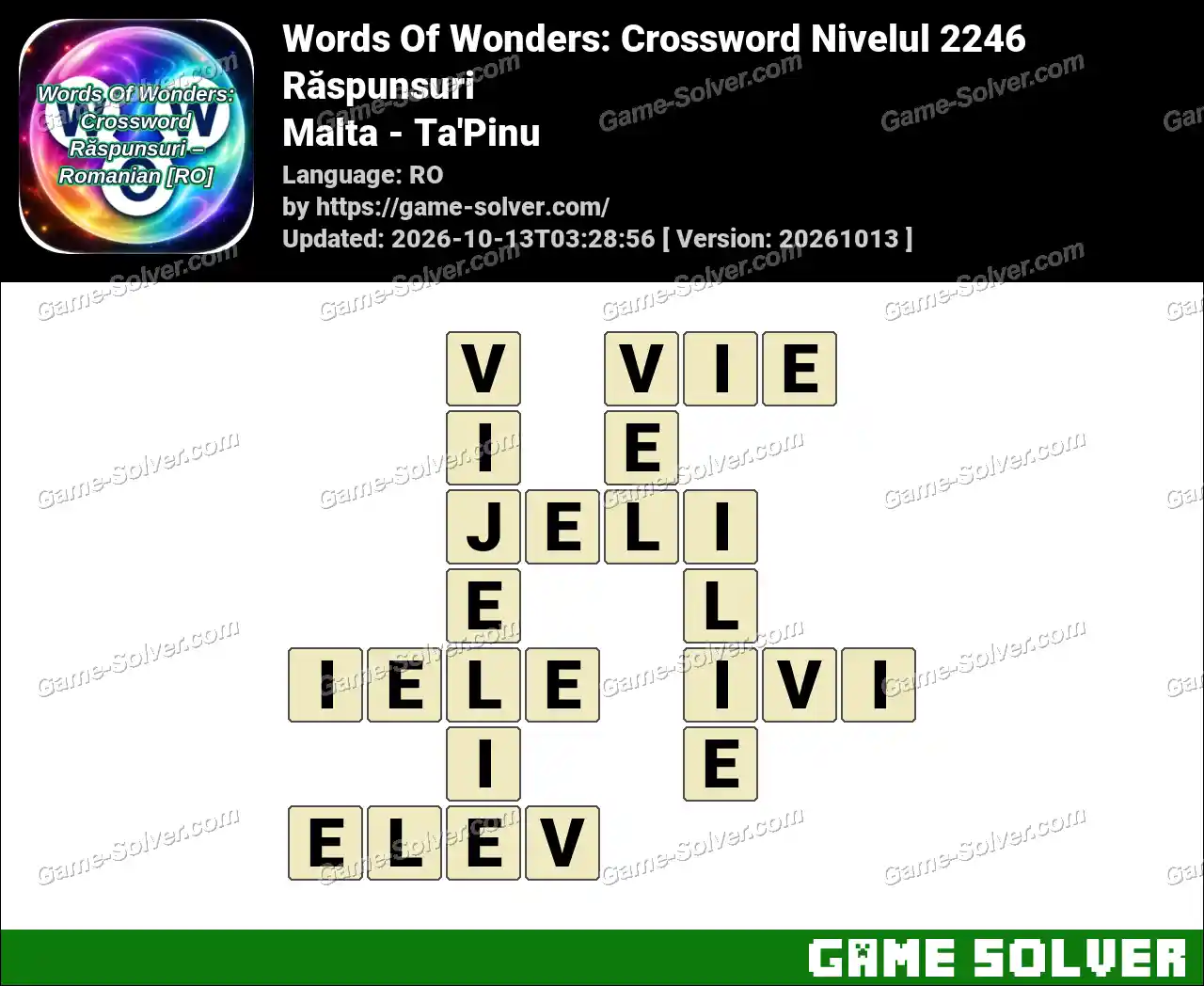 Words Of Wonders: Crossword Nivelul 2246 Răspunsuri – Malta – Ta’Pinu